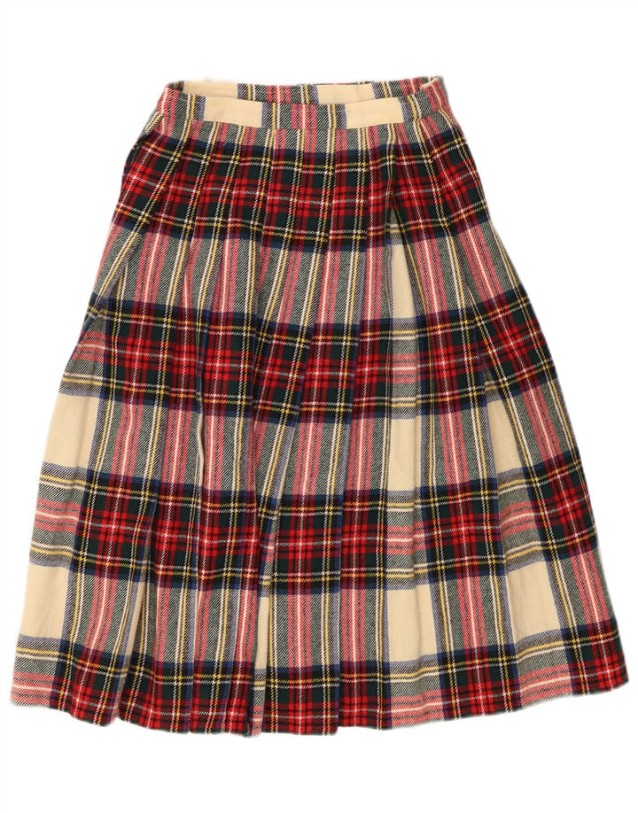 VINTAGE Falda cruzada para mujer W24 XS Lana a cuadros multicolor