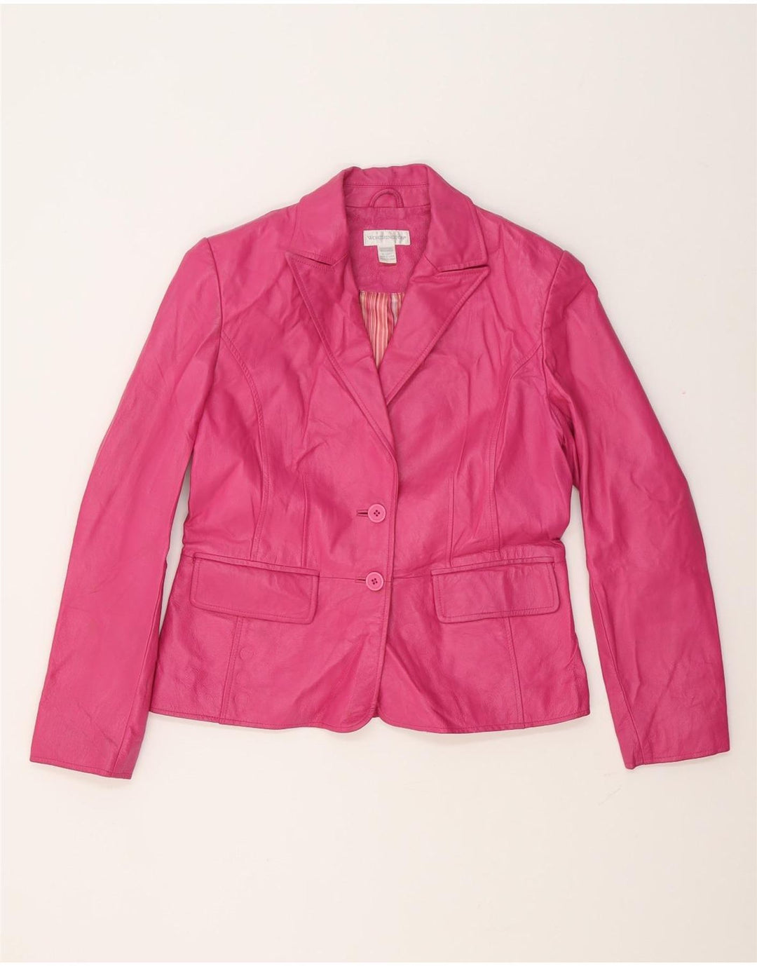 Worthington Chaqueta Blazer de Cuero con 2 Botones para Mujer UK 12 Cuero Rosa Mediano