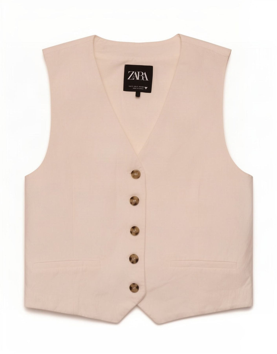 Zara Mujer Chaleco UK 10 Small Viscosa Blanca