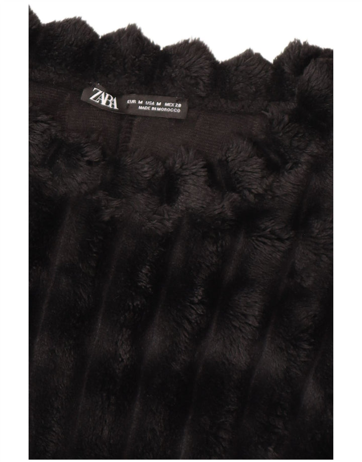 ZARA Mujer Crop Fleece Jumper UK 44 Medium Negro