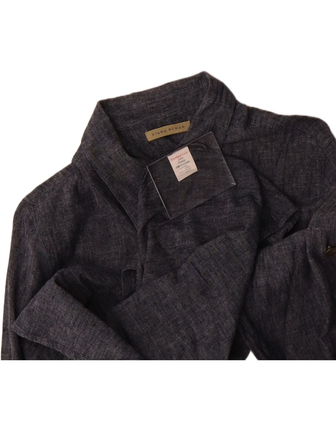 CONBIPEL Womens Niama Shirt Blouse UK 12 Medium Grey Linen Vintage Conbipel and Second-Hand Conbipel from Messina Hembry 