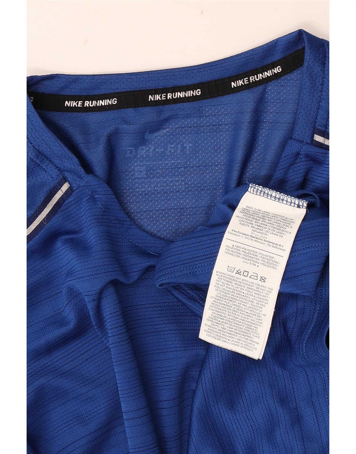 Camiseta Nike Dri Fit para hombre Top poliéster a rayas azul medio