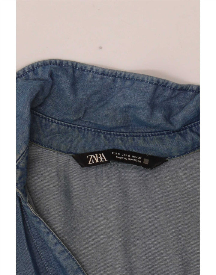 Zara Mujer Camisa Extragrande UK 10 Small Azul