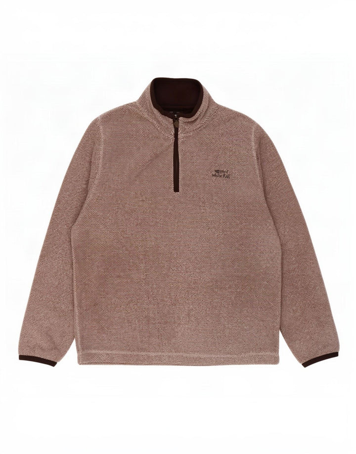 Weird Fish Jersey de forro polar con cuello y cremallera para hombre, poliéster marrón grande