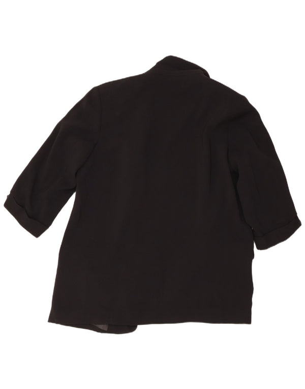Zara Mujer Chaqueta Americana Abierta Manga 3/4 UK 40 XL Poliéster Negro
