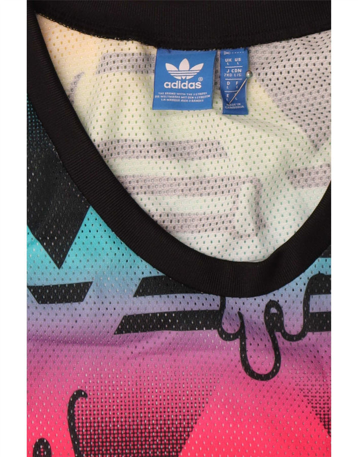 Adidas - Camiseta sin mangas con estampado abstracto para hombre, talla grande, poliéster multicolor
