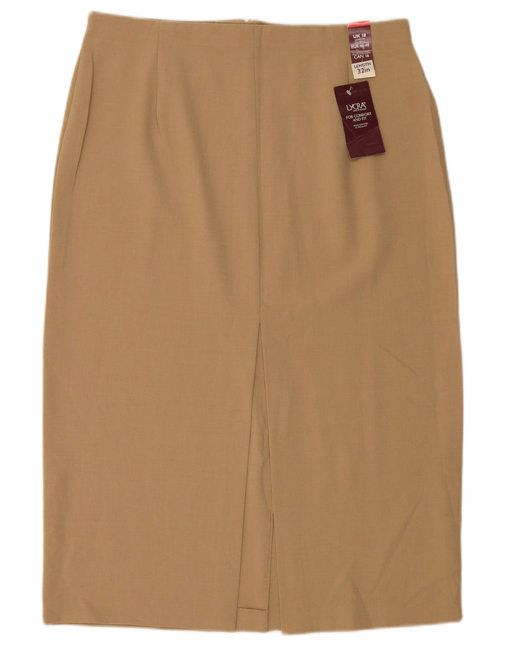 Marks & Spencer Falda lápiz para mujer UK 18 XL W34 Beige Poliéster