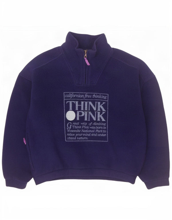 Think Pink Jersey de forro polar con cuello y cremallera para mujer UK 20 2XL Azul marino