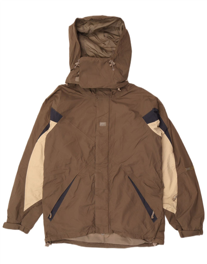 Helly Hansen Chaqueta impermeable con capucha para hombre UK 38 Medium Brown Colourblock Nylon