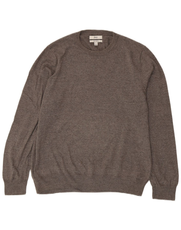 Marks & Spencer - Jersey de cuello redondo para hombre, talla XL, algodón gris