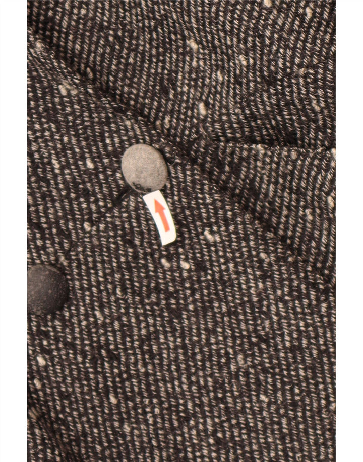 Vintage mujer chaqueta blazer de doble pecho EU 42 lana moteada negra grande