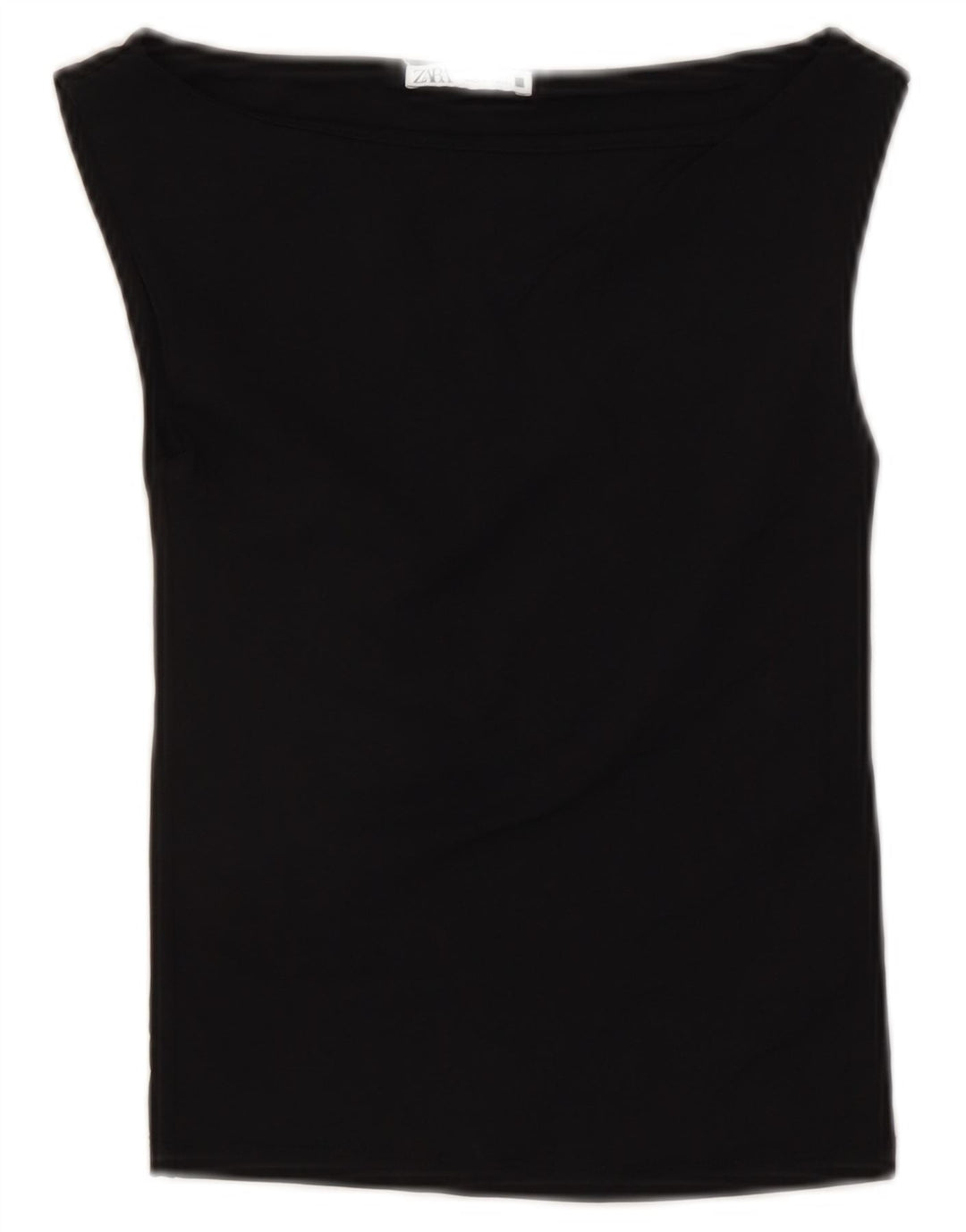 ZARA Mujer Blusa Corta Top UK 8 Small Negro