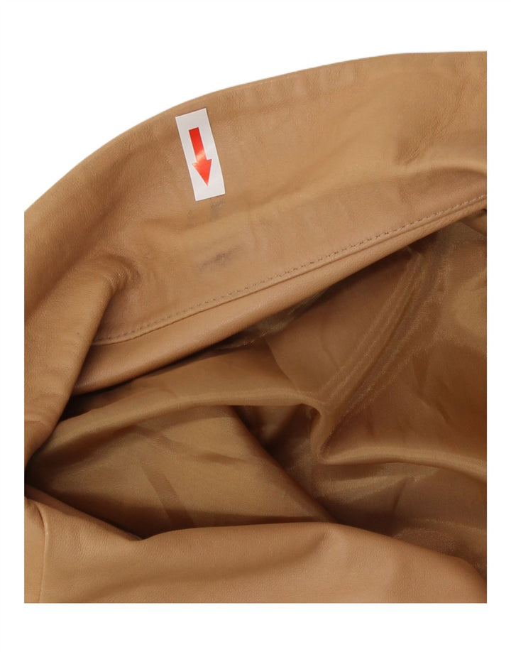 Vintage mujer 3 botones cuero Blazer chaqueta IT 46 cuero beige grande