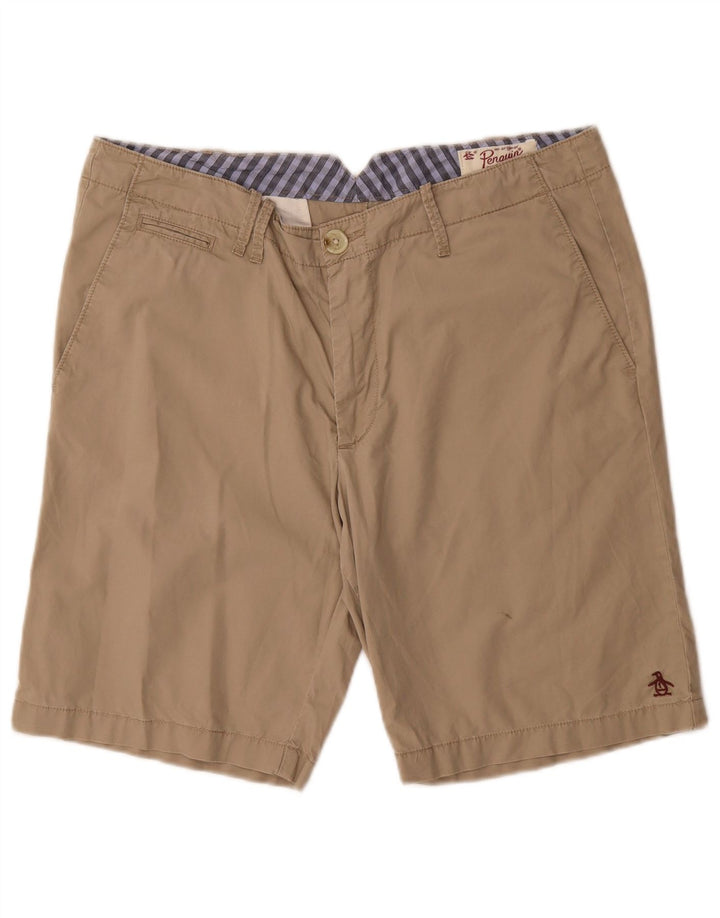 PENGUIN Pantalones cortos chinos para hombre mediano W32 algodón beige