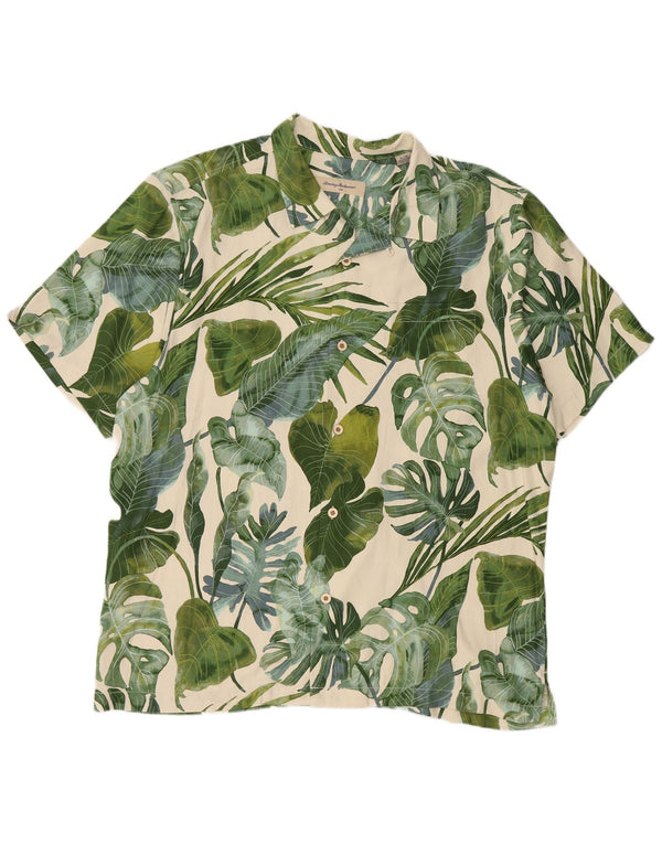 TOMMY BAHAMA Camisa Manga Corta Hombre XL Seda Floral Beige