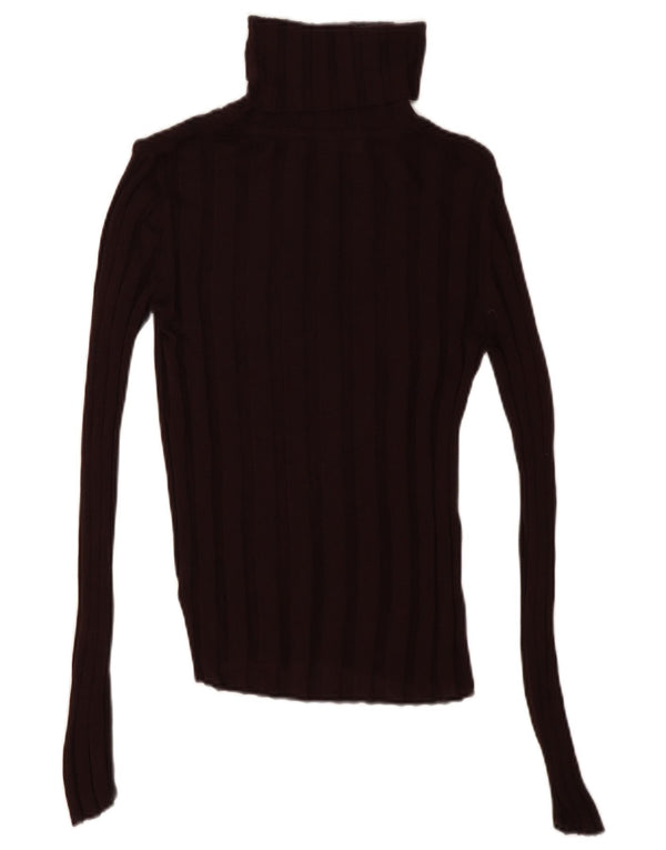 Zara Blusa con cuello vuelto para mujer UK 10 Small Borgoña Lyocell