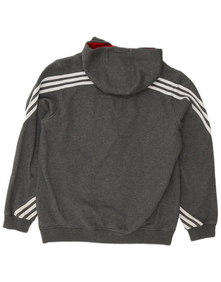 Adidas - Sudadera con capucha y cremallera para hombre, tamaño grande, algodón gris