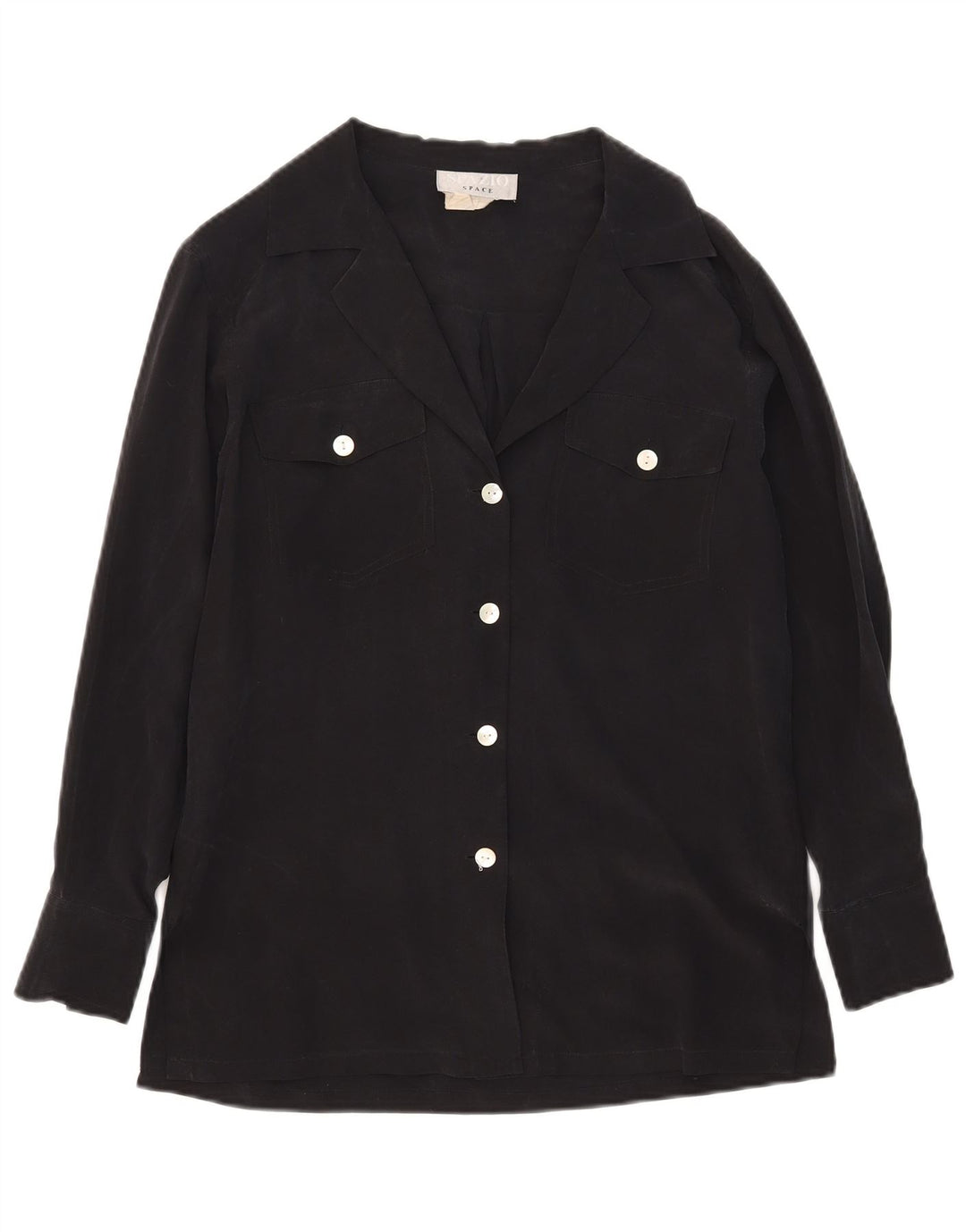 Spazio Blusa camisera extragrande para mujer UK 10 Small Seda negra