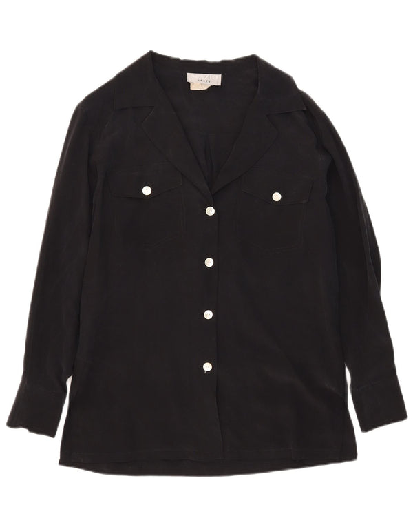 Spazio Blusa camisera extragrande para mujer UK 10 Small Seda negra