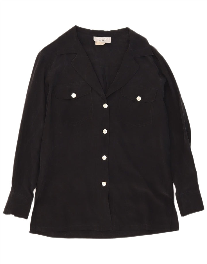 Spazio Blusa camisera extragrande para mujer UK 10 Small Seda negra