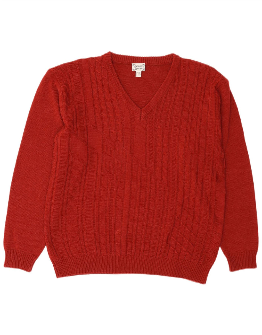 Jacques Lorant Suéter tipo jersey con cuello en V para hombre UK 38/40 Medio rojo Poliacrílico