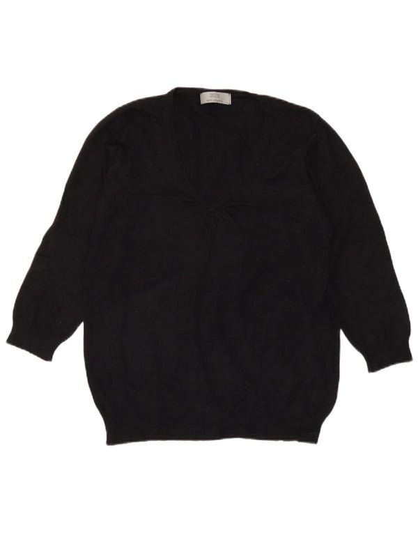 Marks & Spencer Suéter tipo jersey con cuello en V y manga 3/4 para mujer UK 40 Small Black