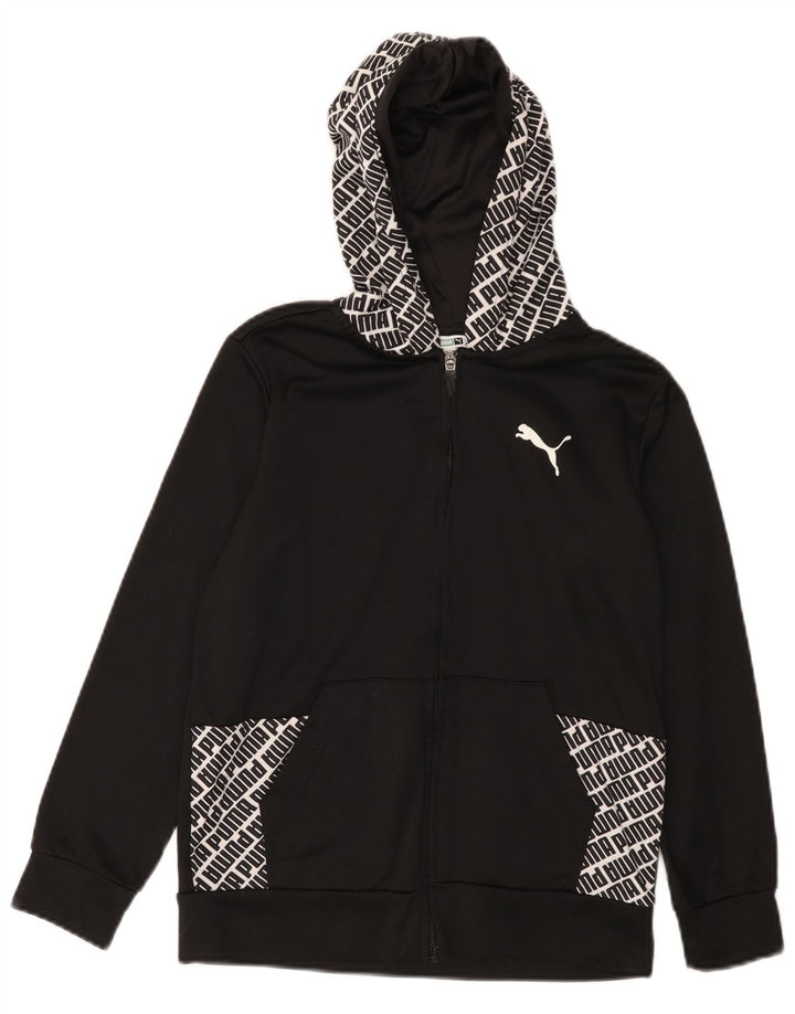 Puma Suéter con capucha y cremallera gráfica para niños 10-11 años Mediano Negro Poliéster