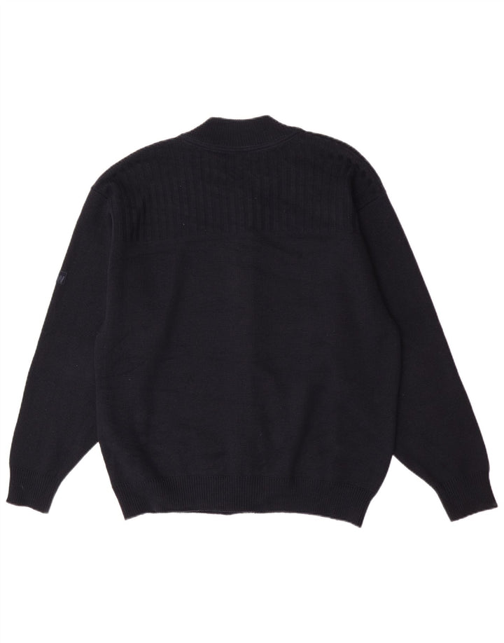 WESTBURY Suéter tipo cárdigan para hombre de lana azul marino grande