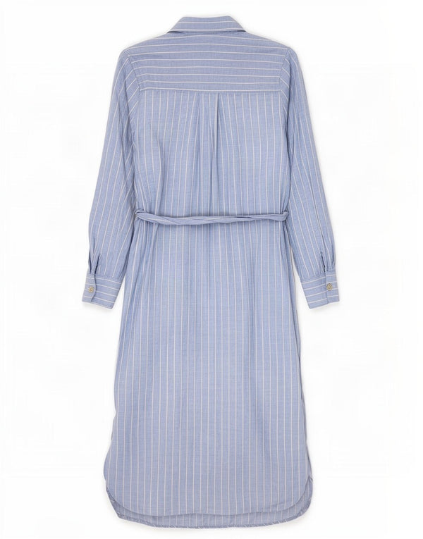 Marks & Spencer Vestido camisero de manga larga para mujer UK 8 Small Blue Pinstripe