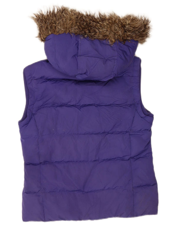 Jack Wills Chaleco acolchado con capucha para mujer UK 8 Small Púrpura