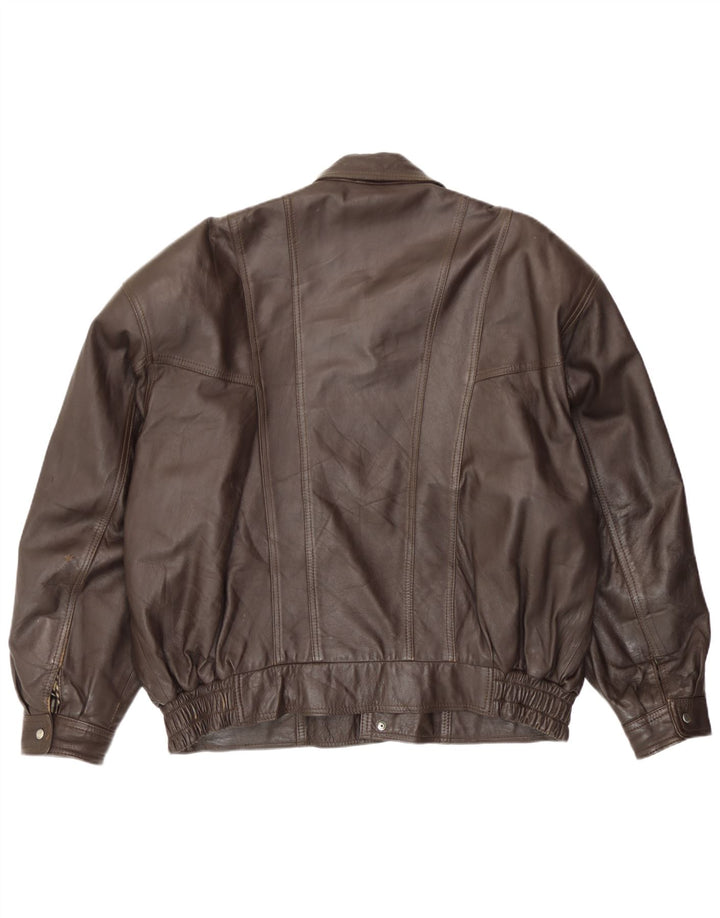 Hohenstein Chaqueta Bomber de Cuero para Hombre UK 44 2XL Cuero Marrón