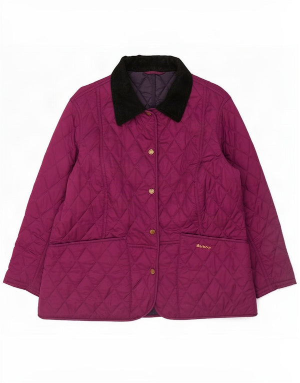 Barbour Womens Quilted Jacket UK 16 Large Purple Colourblock Polyamide