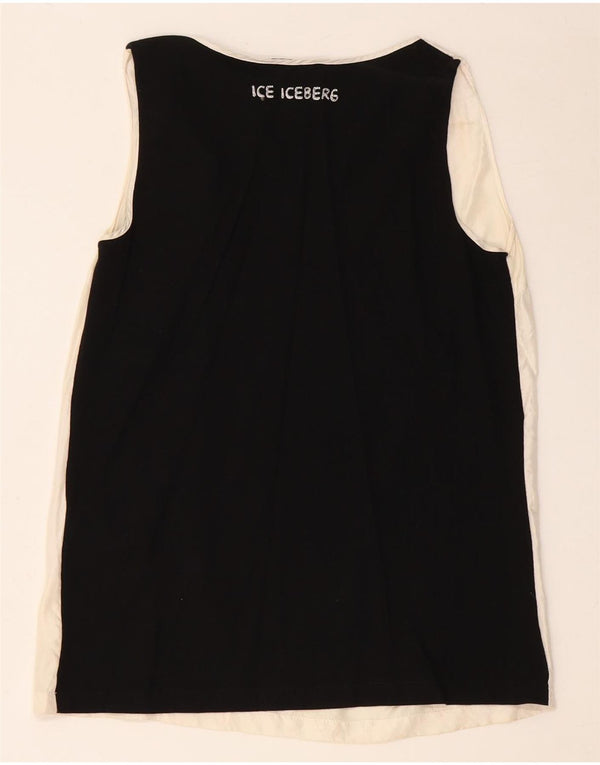 ICEBERG Blusa gráfica para mujer Top UK 8 Small Off White Colorblock