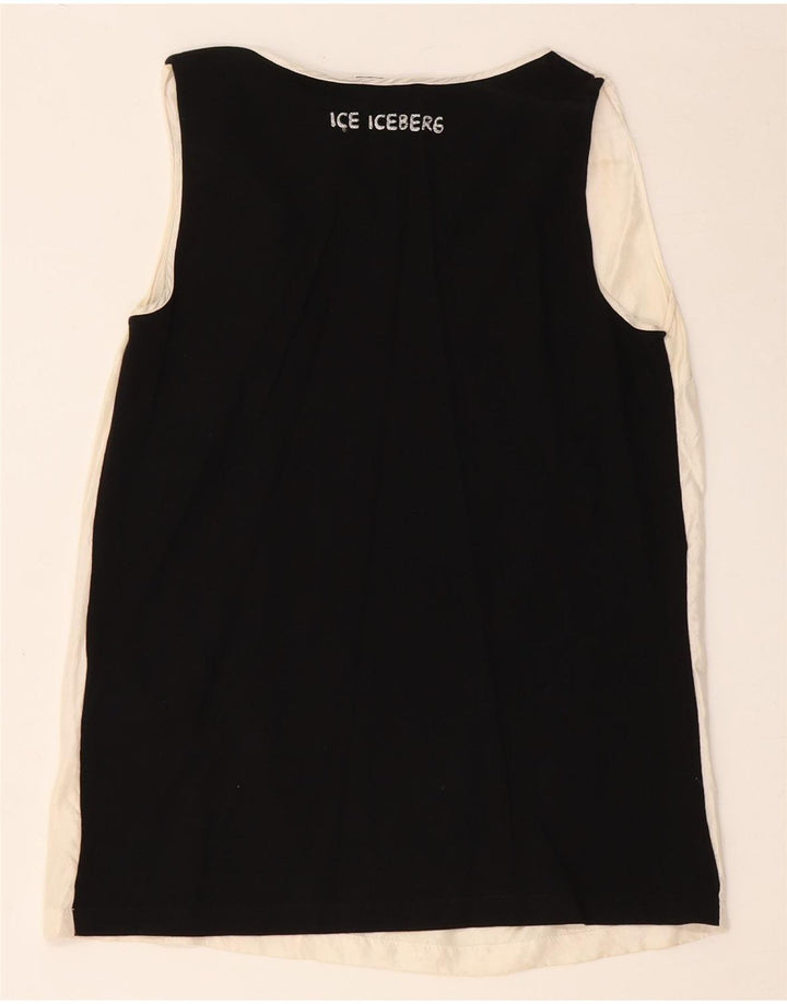 ICEBERG Blusa gráfica para mujer Top UK 8 Small Off White Colorblock