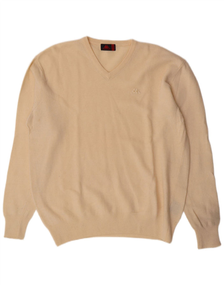 Kappa Jersey con Cuello en V para Hombre XL Off White Lambswool
