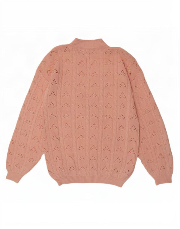 Vintage mujer V-cuello jumper suéter Reino Unido 14 rosa grande