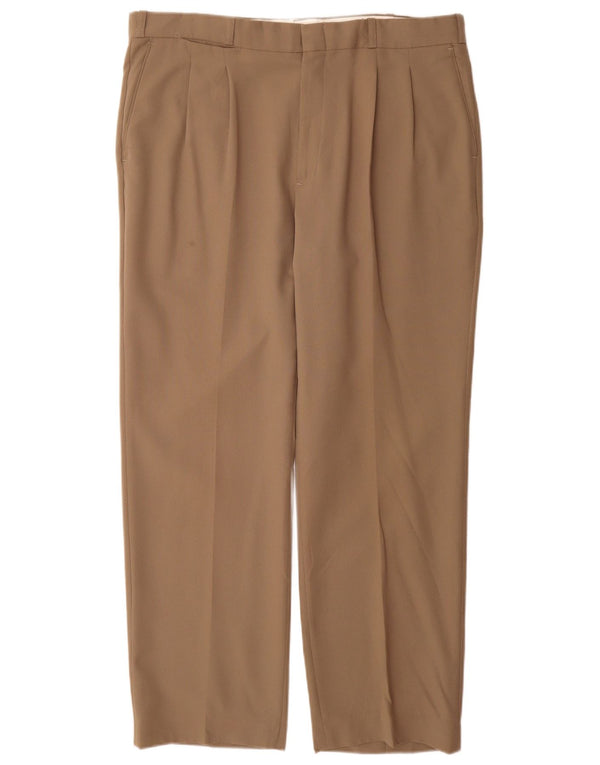 Farah Mens Pegged Chino Pantalones W38 L31 Poliéster Beige
