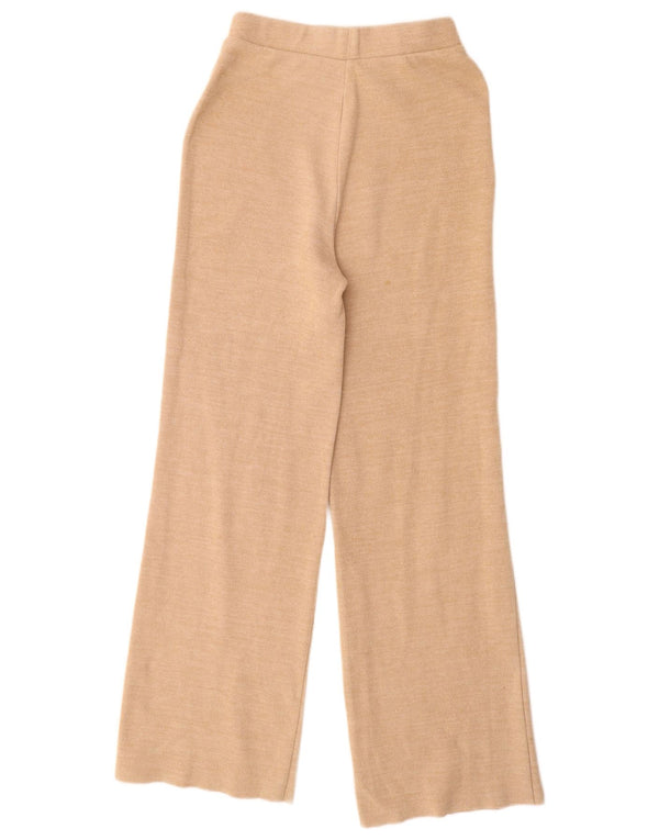 Zara Mujer Pantalones De Chándal De Pierna Ancha De Punto UK 10 Small Beige
