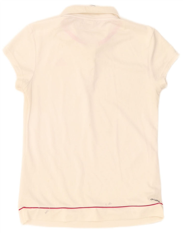 Adidas - Polo Climalite para mujer, talla 8/10, poliéster blanco pequeño