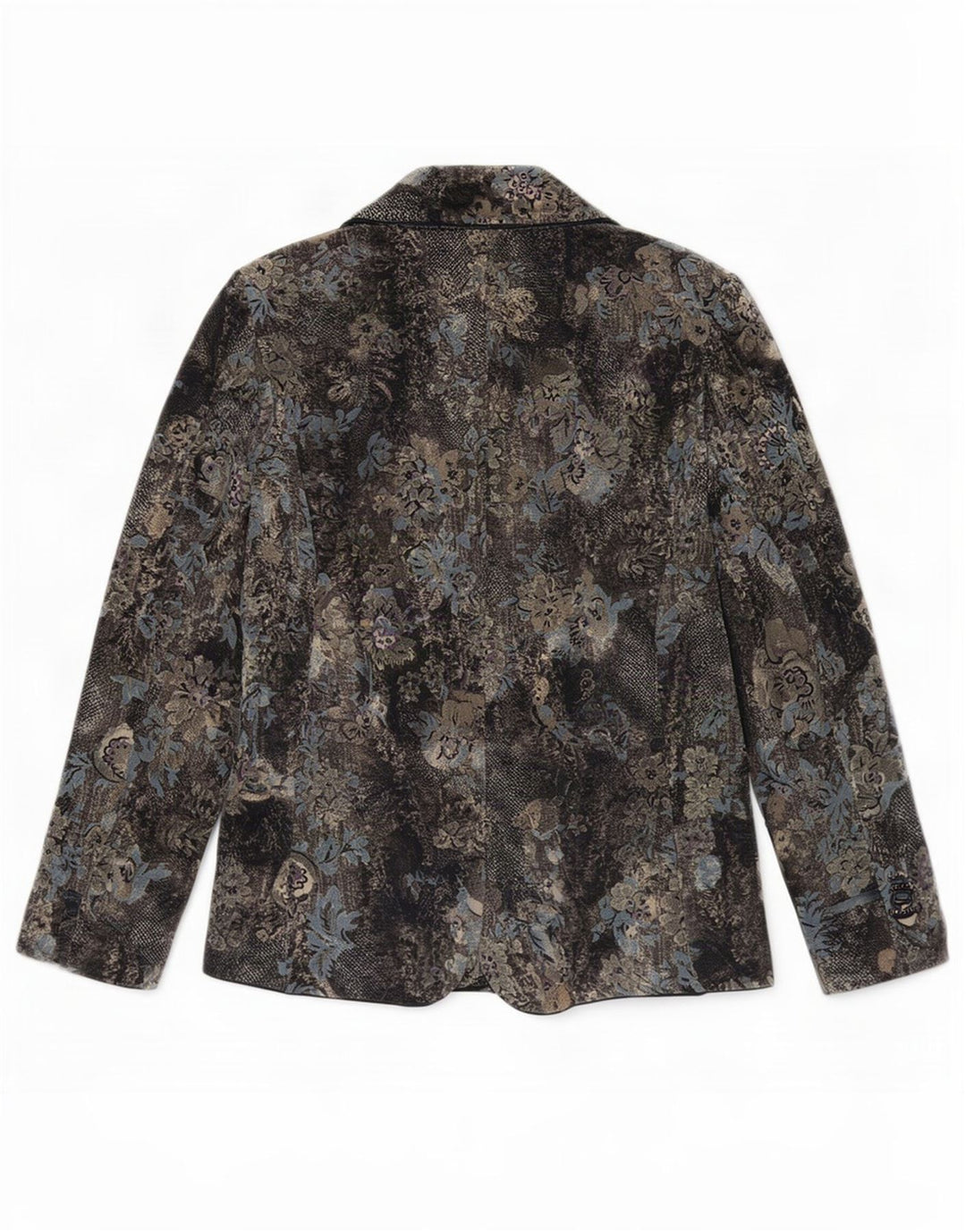 Vintage mujer 2 botones Blazer chaqueta Reino Unido 16 grande azul marino floral algodón