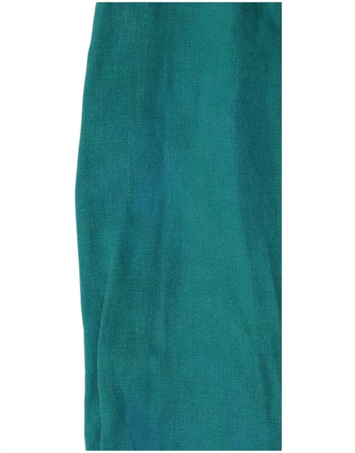 RALPH LAUREN Blusa de manga larga para mujer UK 14 Lino turquesa medio