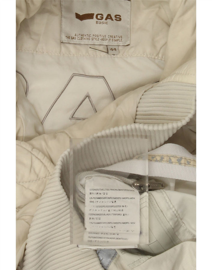 Chaqueta Acolchada Con Capucha Gas Mujer IT 44 Medium Off White Poliamida