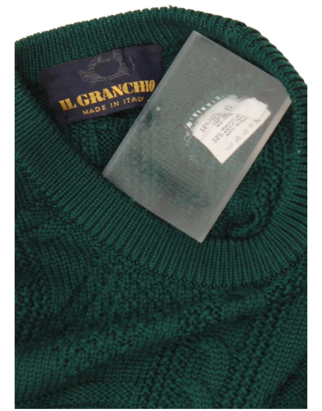 IL GRANCHIO Jersey De Cuello Redondo Hombre XL Lana Verde