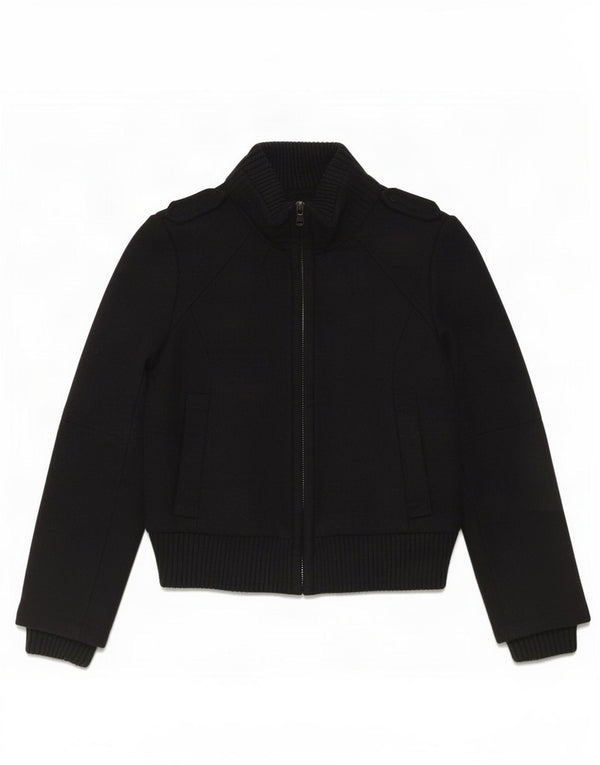 Zara Mujer Chaqueta Cortavientos Militar UK 40 XL Lana Negra