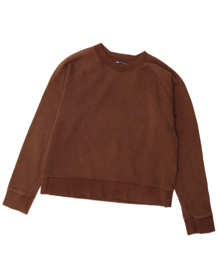 Zara Mujer Sudadera Jumper UK 44 Algodón Marrón Medio