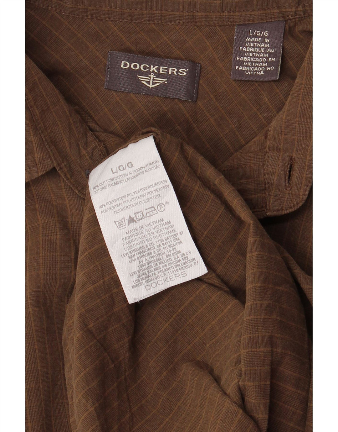 Camisa Dockers Hombre Grande Marrón Cuadros Algodón