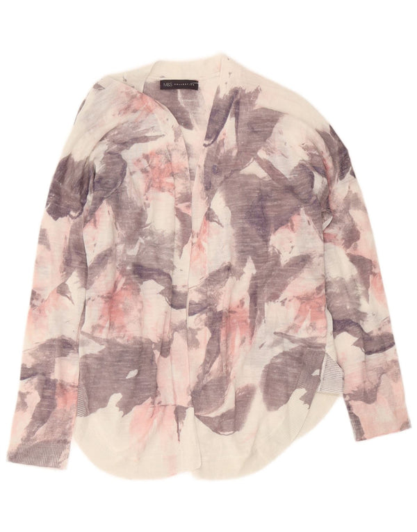 Marks & Spencer Suéter Cárdigan con Patrón Abstracto para Mujer UK 44 Rosa Mediano