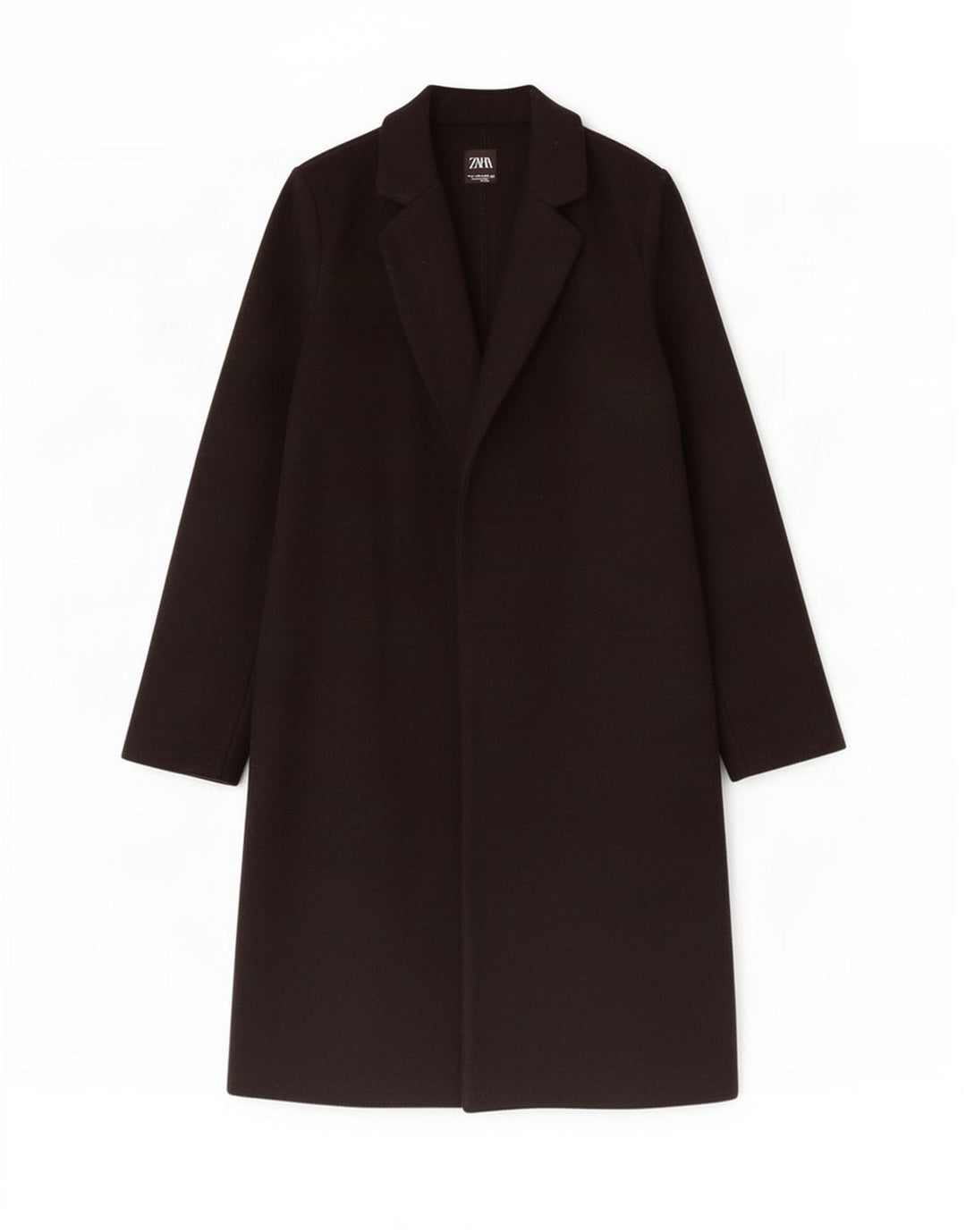 Zara Mujer Abrigo Abierto UK 10 Small Poliéster Negro