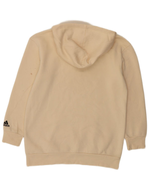 Adidas - Sudadera con capucha para mujer con gráfico de gran tamaño, talla 4/6, algodón beige