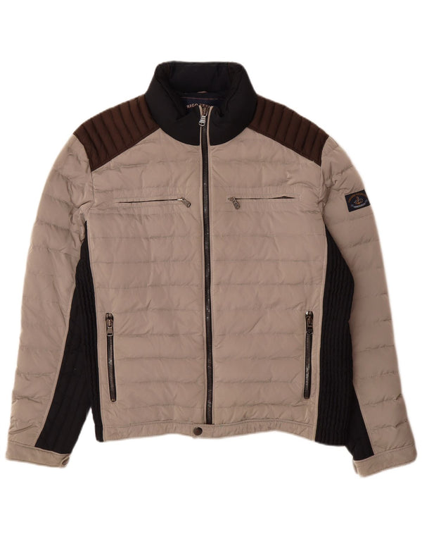 Amerigo Vespucci Chaqueta acolchada para hombre UK 40 Large Gris Colorblock Poliamida